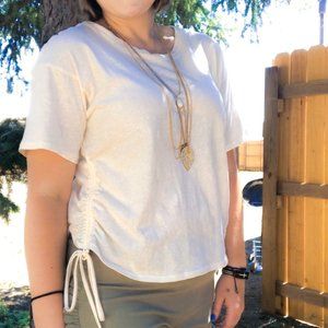 Cropped Tee with Cinched sides in Ivory